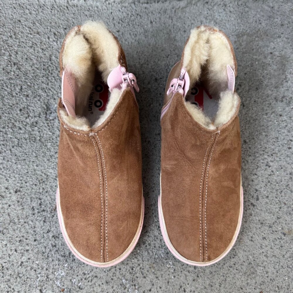 SEE KAI RUN Kassidy Shearling Boots Girls 12 Brown Zip Winter Boot Elastic Sides - Picture 7 of 11